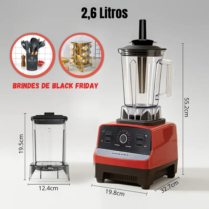 Kit Liquidificador Multiuso Profissional 15 Velocidades Com 2 Jarras de Vidro + 2 BRINDES: Kit Utensílios 12 peças + Porta Tempero
