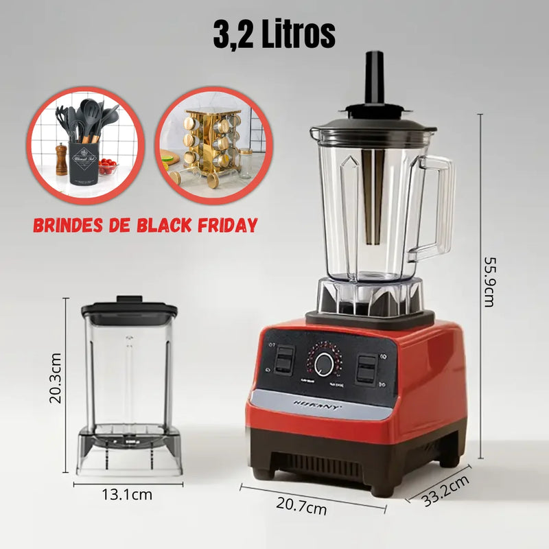 Kit Liquidificador Multiuso Profissional 15 Velocidades Com 2 Jarras de Vidro + 2 BRINDES: Kit Utensílios 12 peças + Porta Tempero
