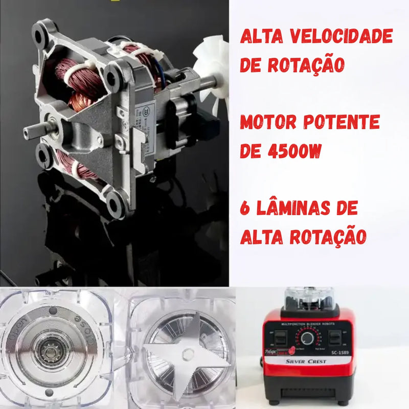 Kit Liquidificador Multiuso Profissional 15 Velocidades Com 2 Jarras de Vidro + 2 BRINDES: Kit Utensílios 12 peças + Porta Tempero