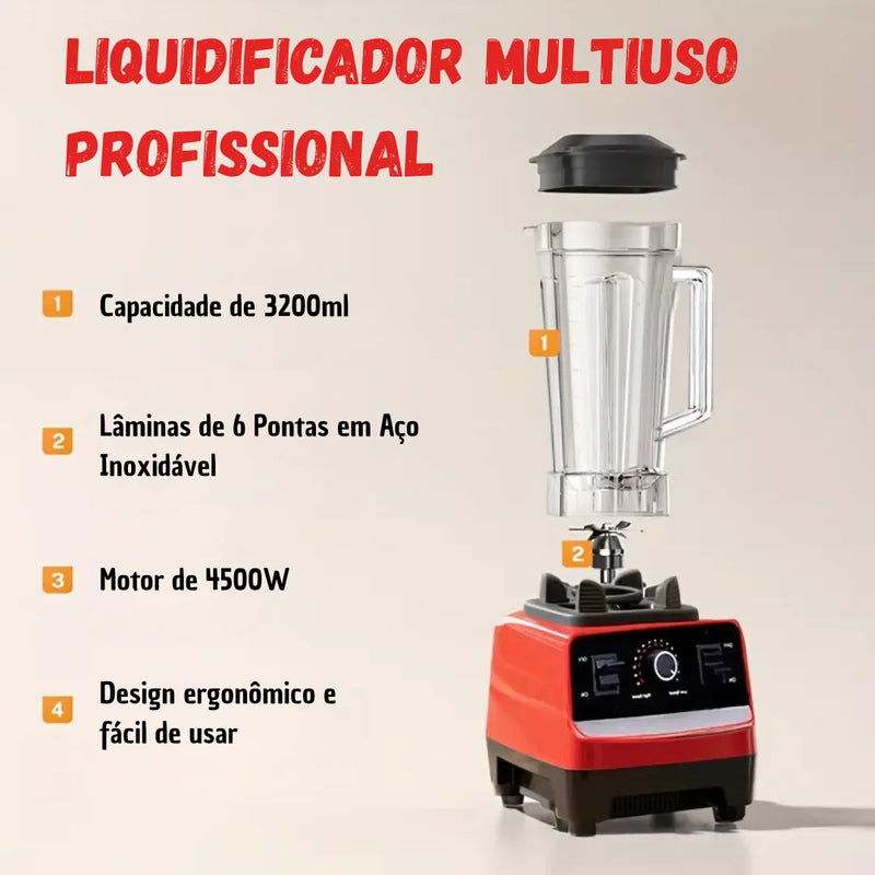 Kit Liquidificador Multiuso Profissional 15 Velocidades Com 2 Jarras de Vidro + 2 BRINDES: Kit Utensílios 12 peças + Porta Tempero