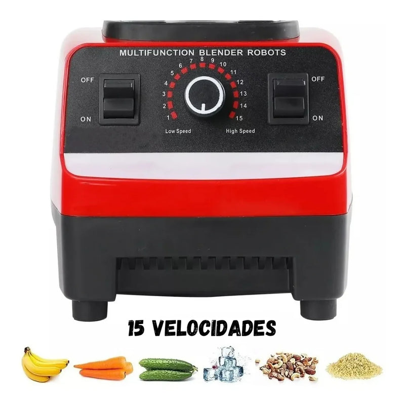 Kit Liquidificador Multiuso Profissional 15 Velocidades Com 2 Jarras de Vidro + 2 BRINDES: Kit Utensílios 12 peças + Porta Tempero